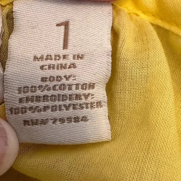 Chico's Bohemian Embroidered Peasant Blouse Yellow Size 1 Medium - Picture 5 of 8